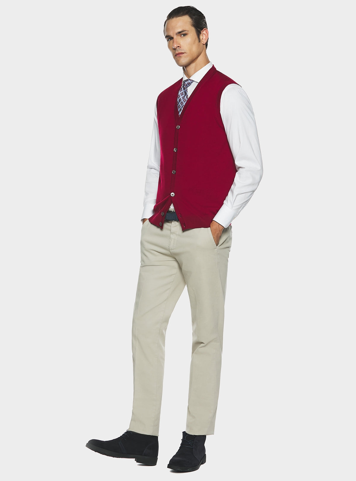 Gilet con bottoni in lana Merino-1